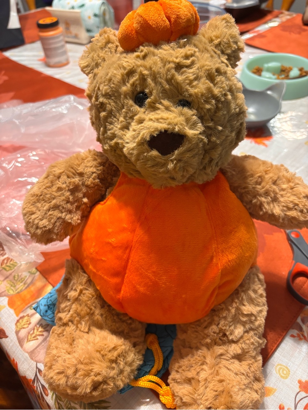 Jellycat Pumpkin Bear Plush in Orange and Brown